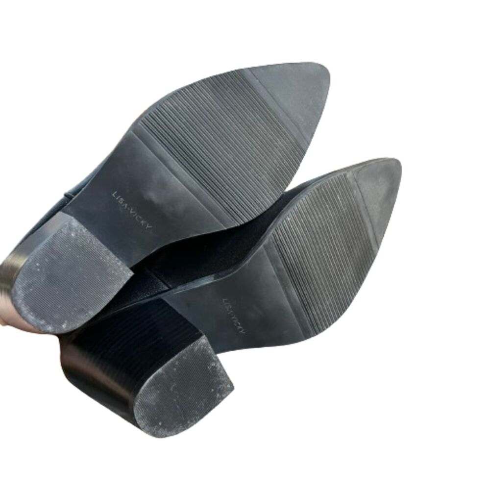 Lisa Vicky Womens Steady Western Black Leather Block Heel Bootie Size 9M - Picture 5 of 7